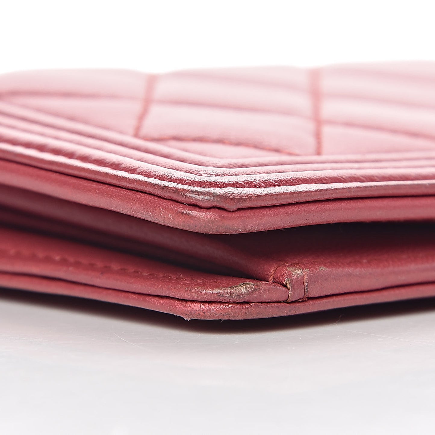Lambskin Quilted Boy Yen Wallet Pink