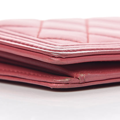 Chanel Lambskin Quilted Boy Yen Wallet Pink 7 of 14