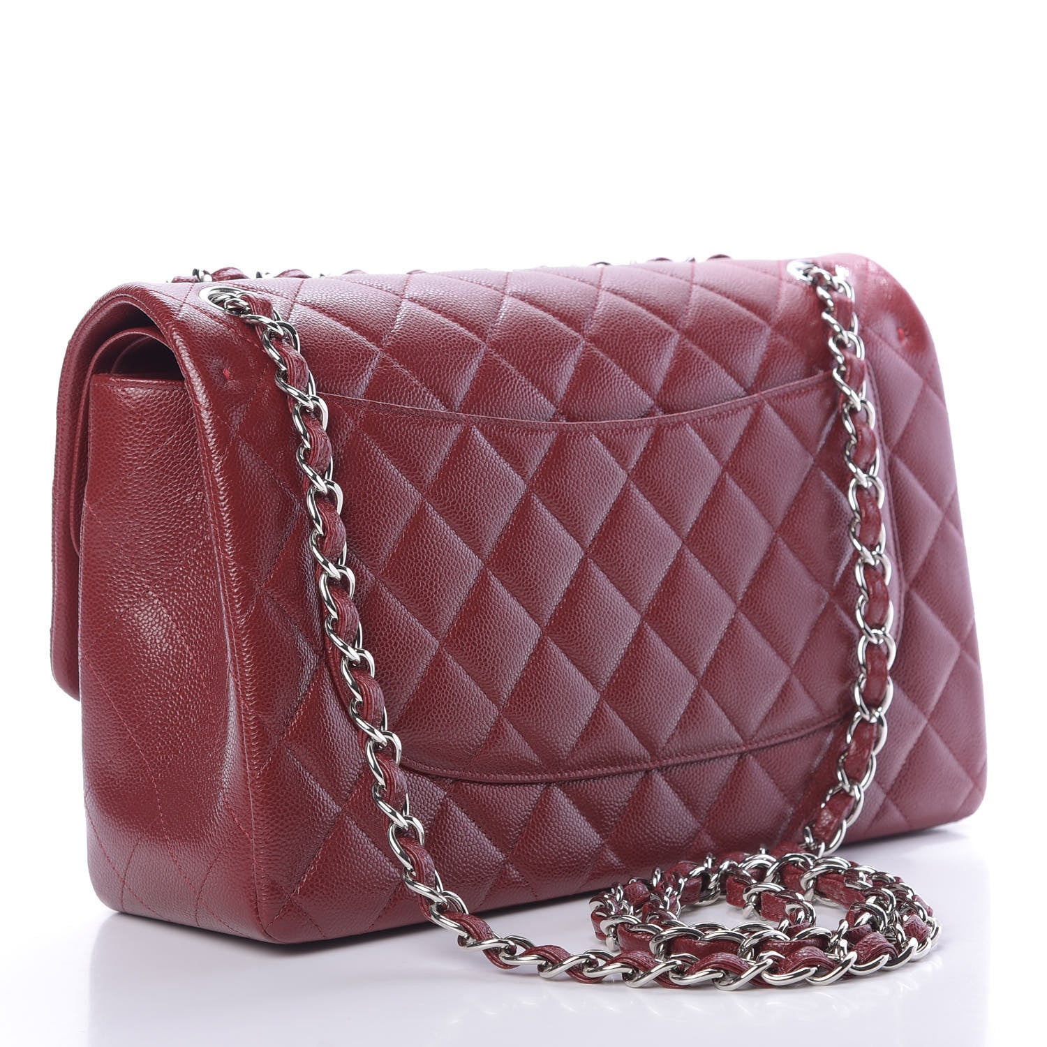 Chanel Caviar Quilted Jumbo Double Flap Dark Red 4 of 12