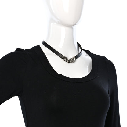 Gucci Sterling Silver Calfskin Tigers Head Choker Necklace 2 of 6