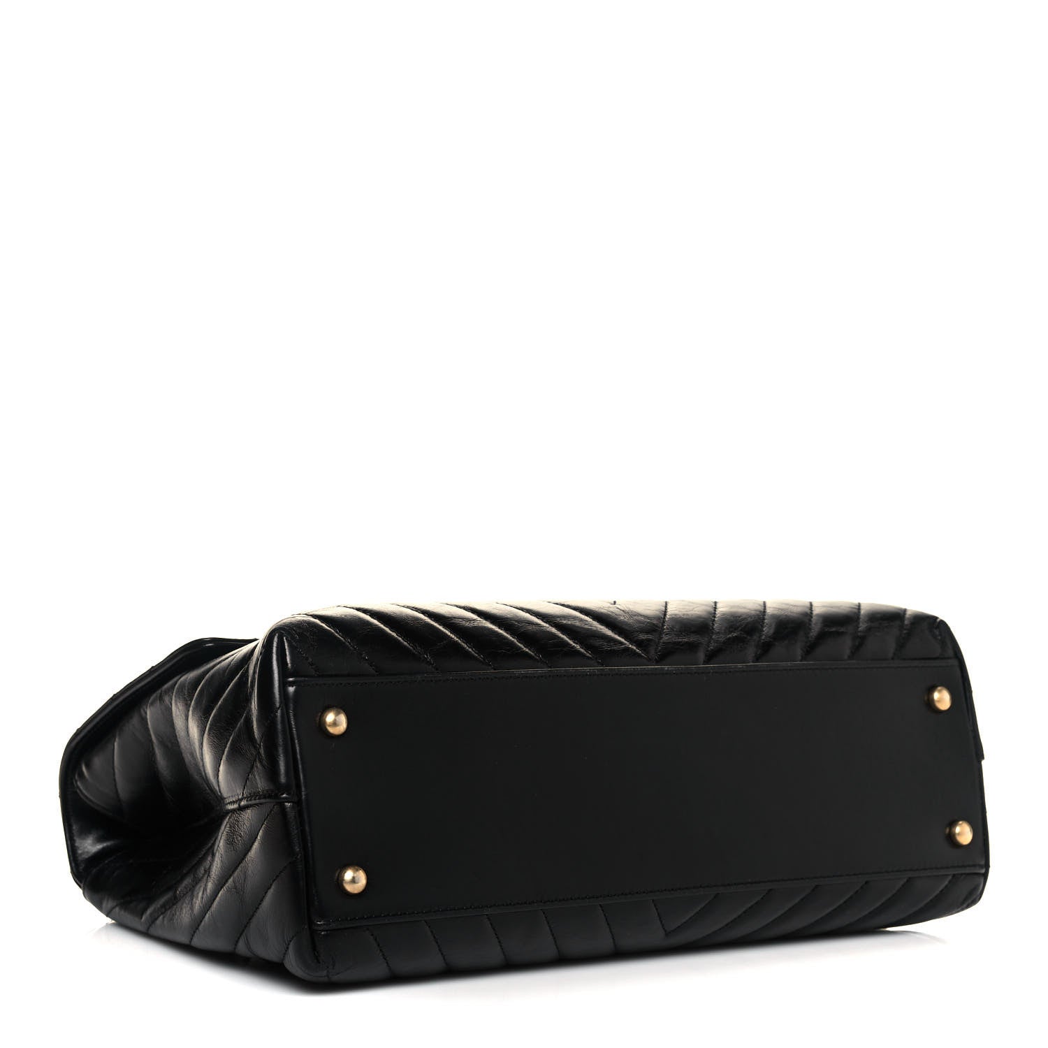 Chanel Calfskin Lizard Chevron Quilted Medium Coco Handle Flap Black 4 of 18