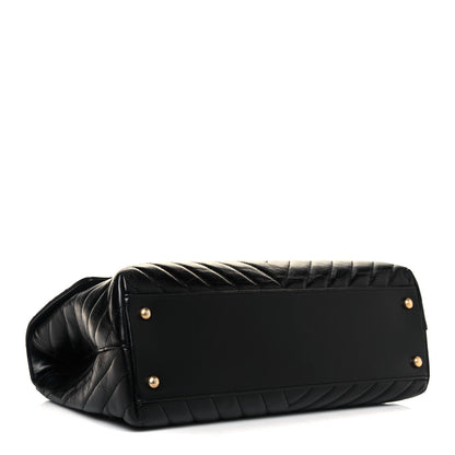 Chanel Calfskin Lizard Chevron Quilted Medium Coco Handle Flap Black 4 of 18