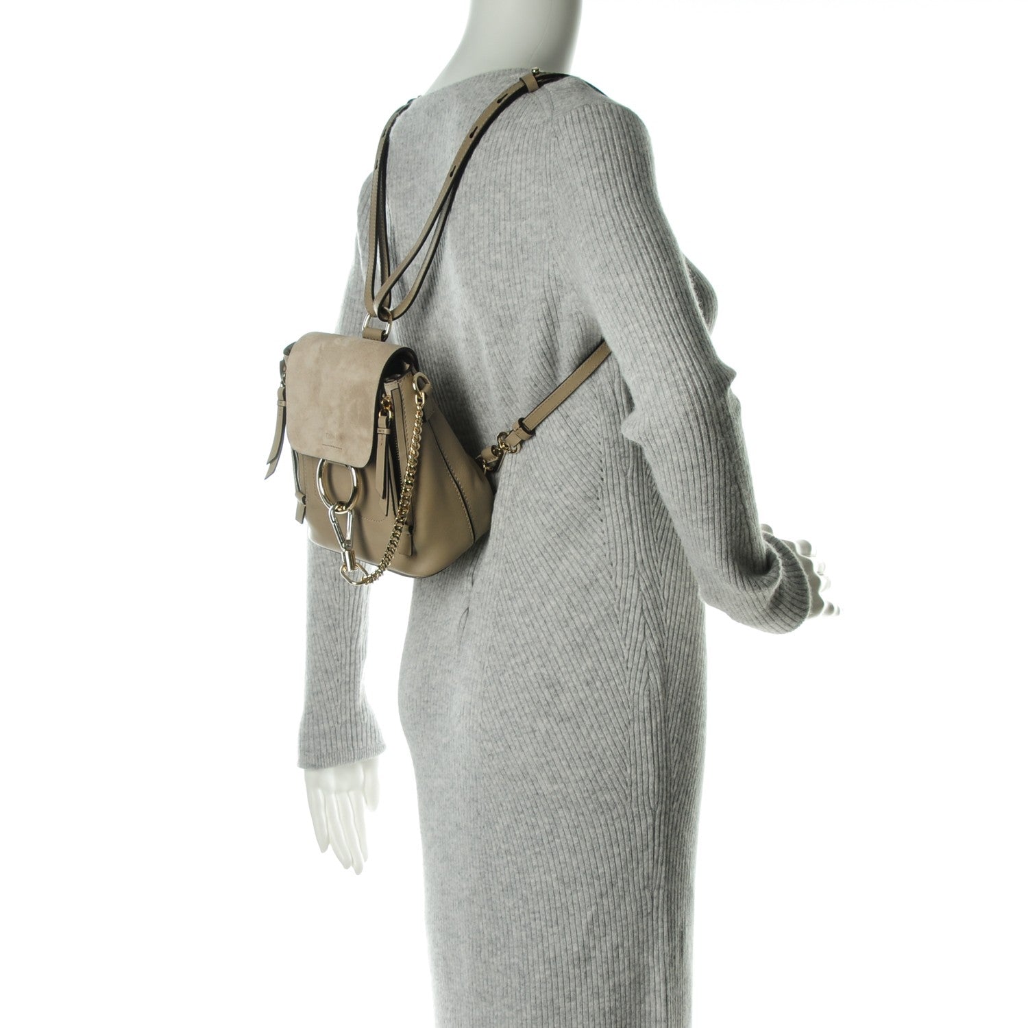 Chloe Suede Calfskin Mini Faye Backpack Motty Grey 2 of 7