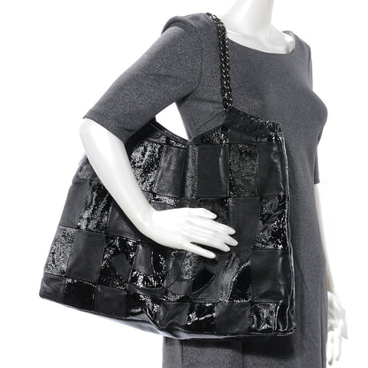 Chanel Patent Patchwork Brooklyn Large Tote Black 2 of 7