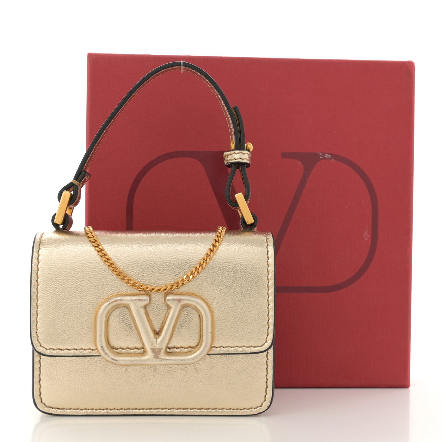 Metallic Calfskin Micro VSling Shoulder Bag Sahara