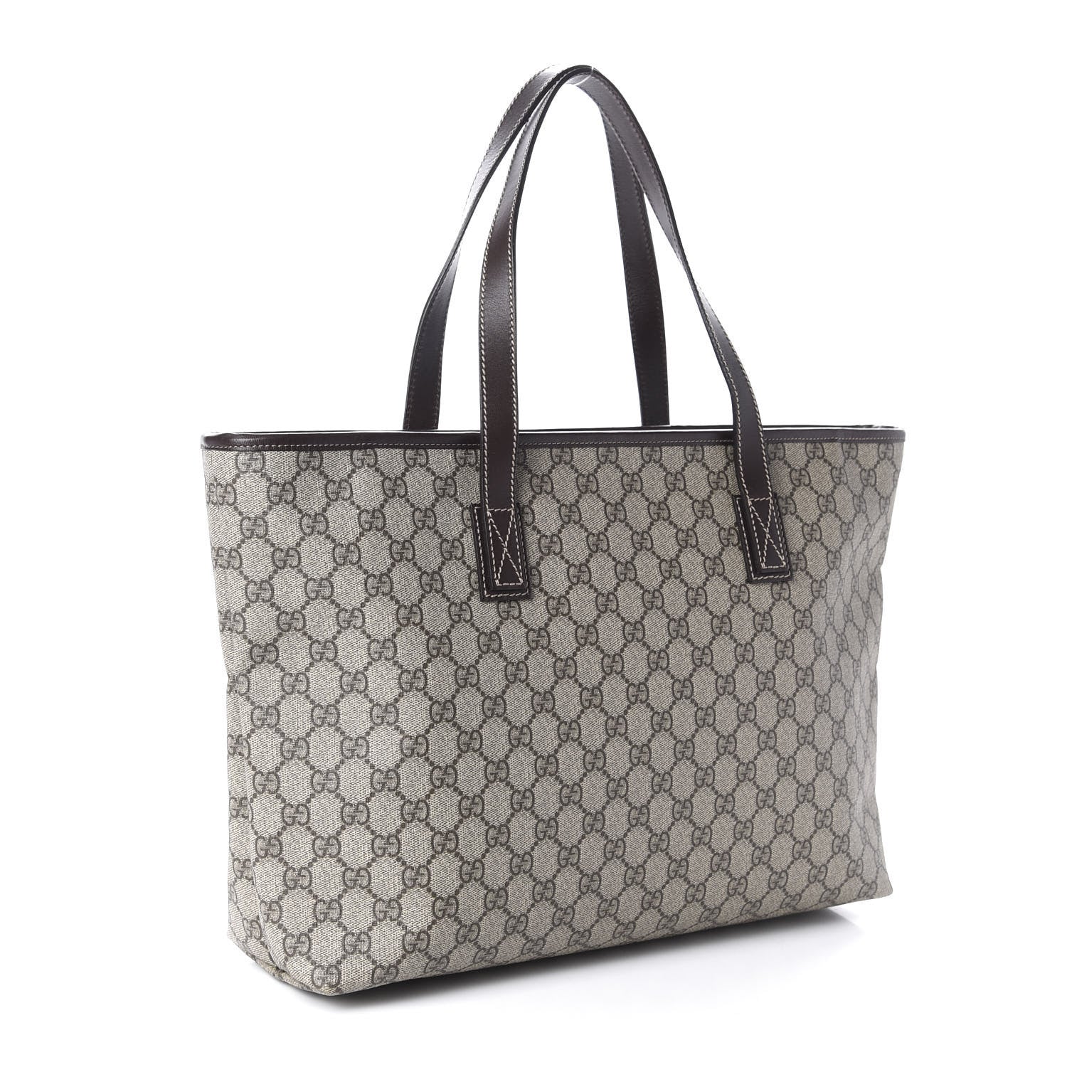 Gucci GG Supreme Monogram Medium Zippered Shopping Tote Dark Brown 3 of 12