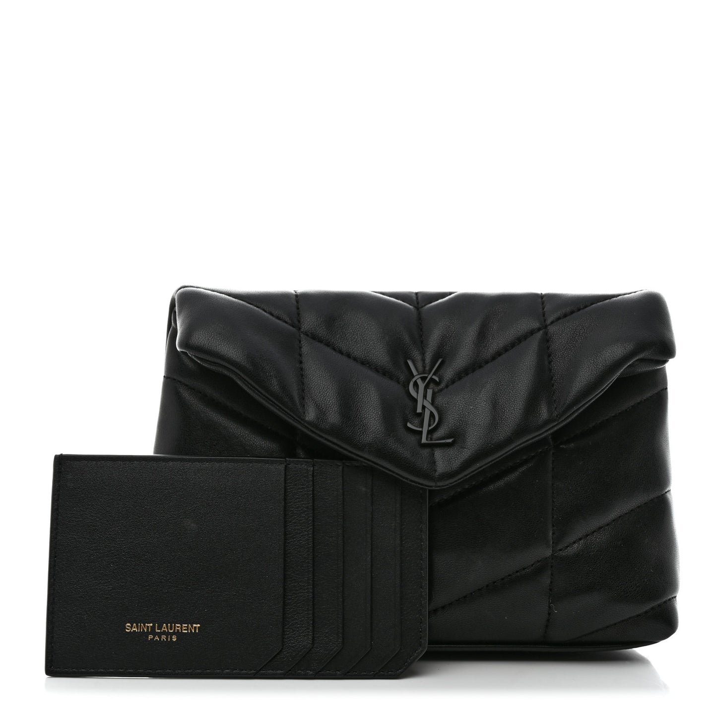Lambskin Monogram Loulou Puffer Pouch Clutch Black