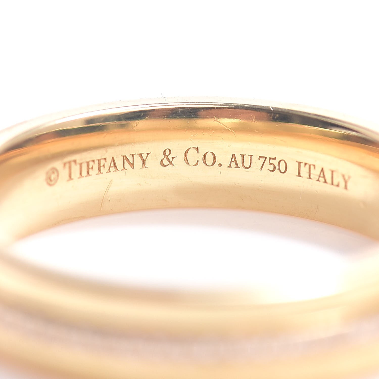 Tiffany 18K Yellow Gold Diamond T Two Narrow Ring 54 7 4 of 4