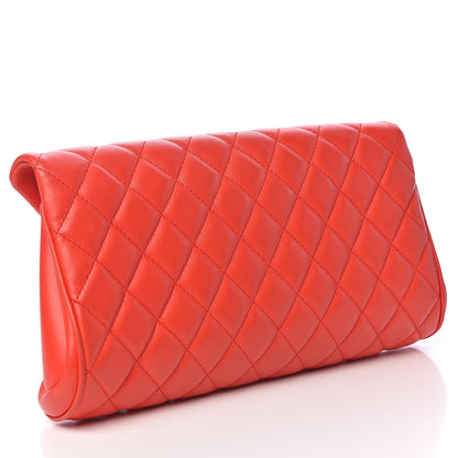 Chanel Lambskin Quilted Flap Clutch Red 3 of 12