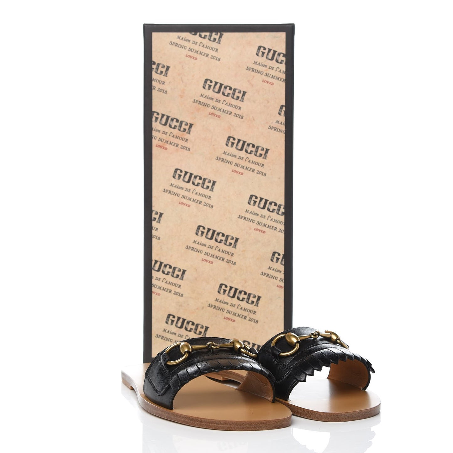 Malaga Kid Fringe Horsebit Slide Sandals 36 Black