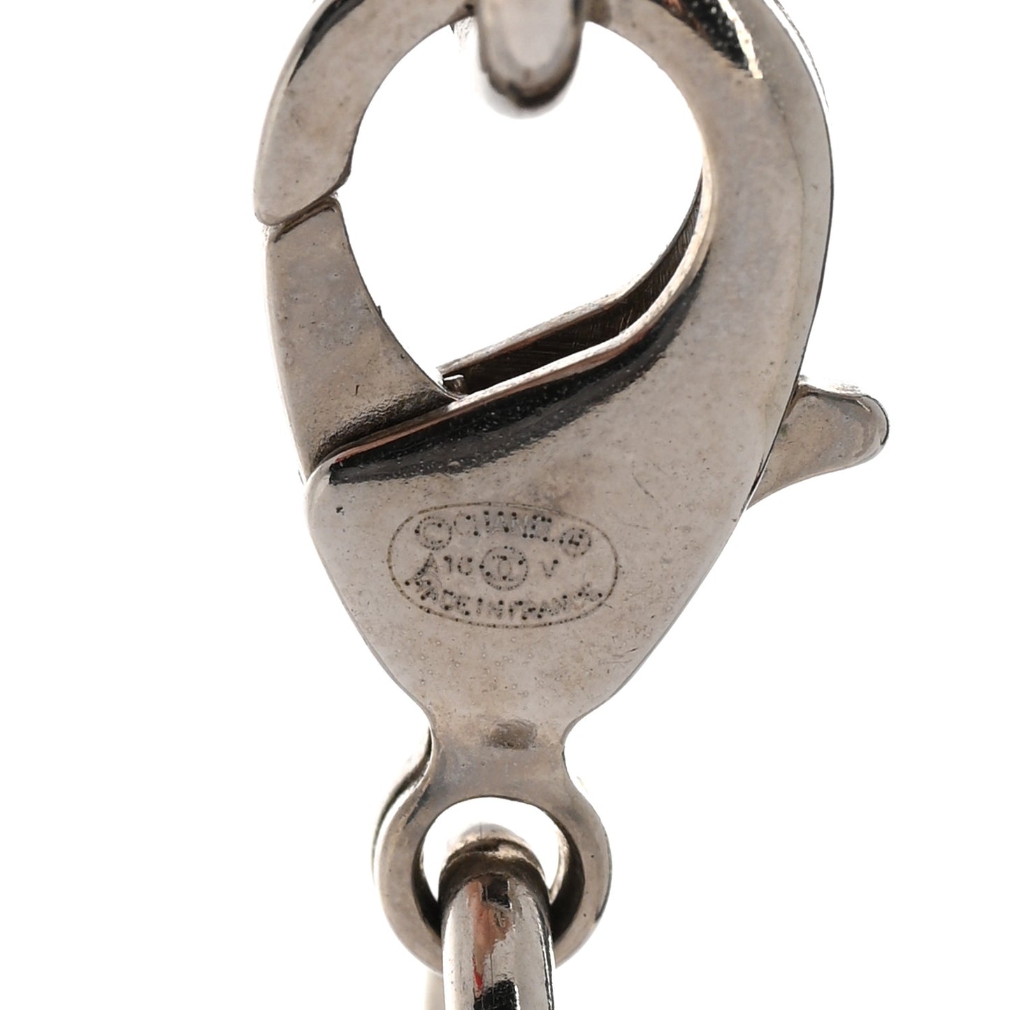 Crystal Pearl CC Long Necklace Silver