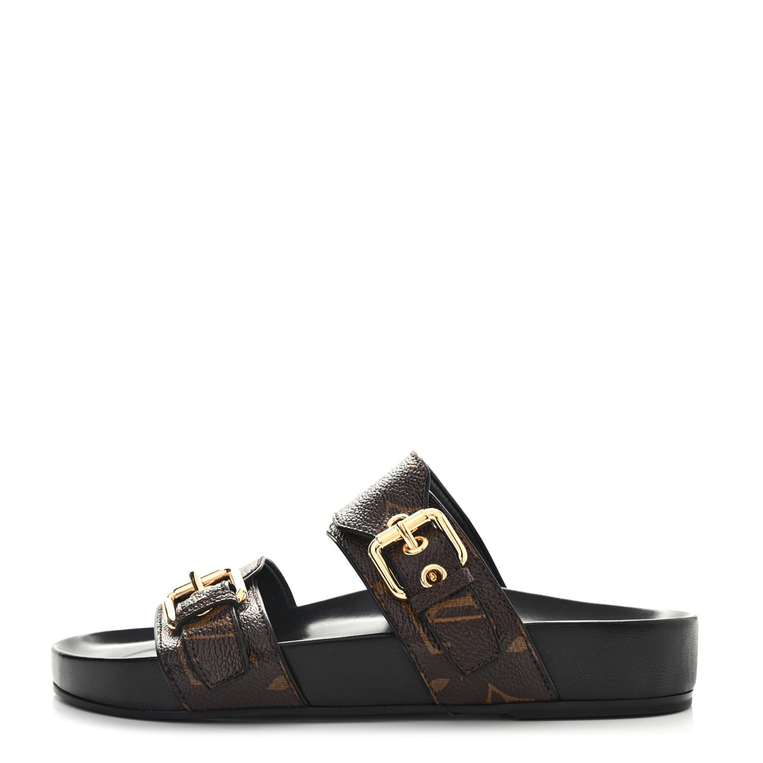 Louis Vuitton Monogram Bom Dia Mule Sandals 36 Black 1 of 8