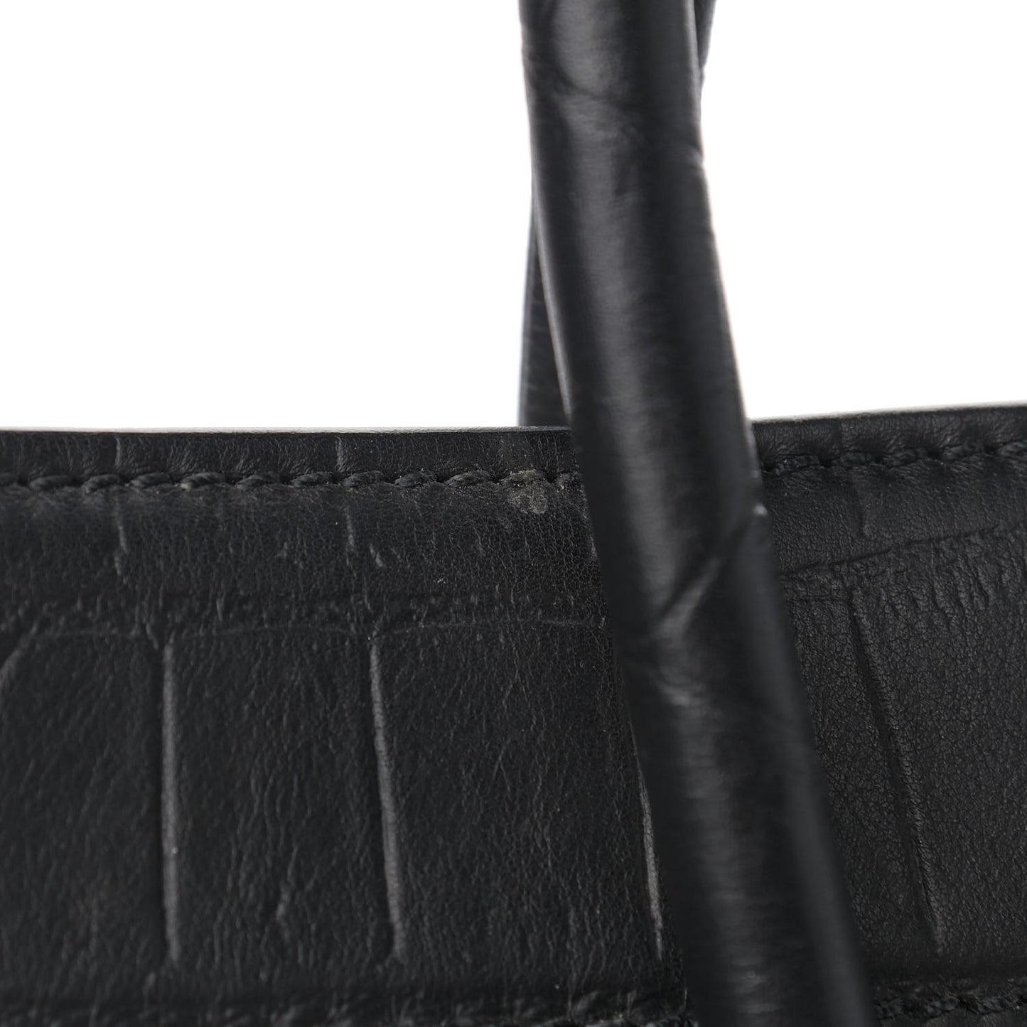 Calfskin Crocodile Embossed Medium Phantom Luggage Black