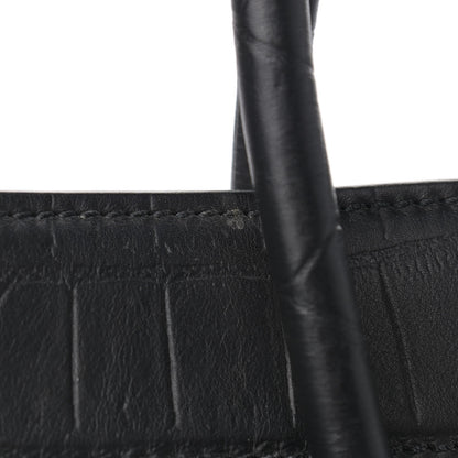 Celine Calfskin Crocodile Embossed Medium Phantom Luggage Black 12 of 12