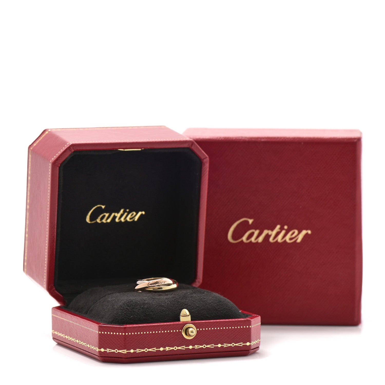 Cartier 18K Pink Yellow White Gold Small Trinity Ring 49 4.75 5 of 5