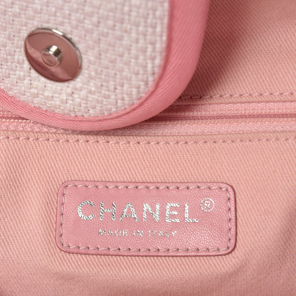 Chanel Canvas Large Deauville Tote White Pink 7 of 10