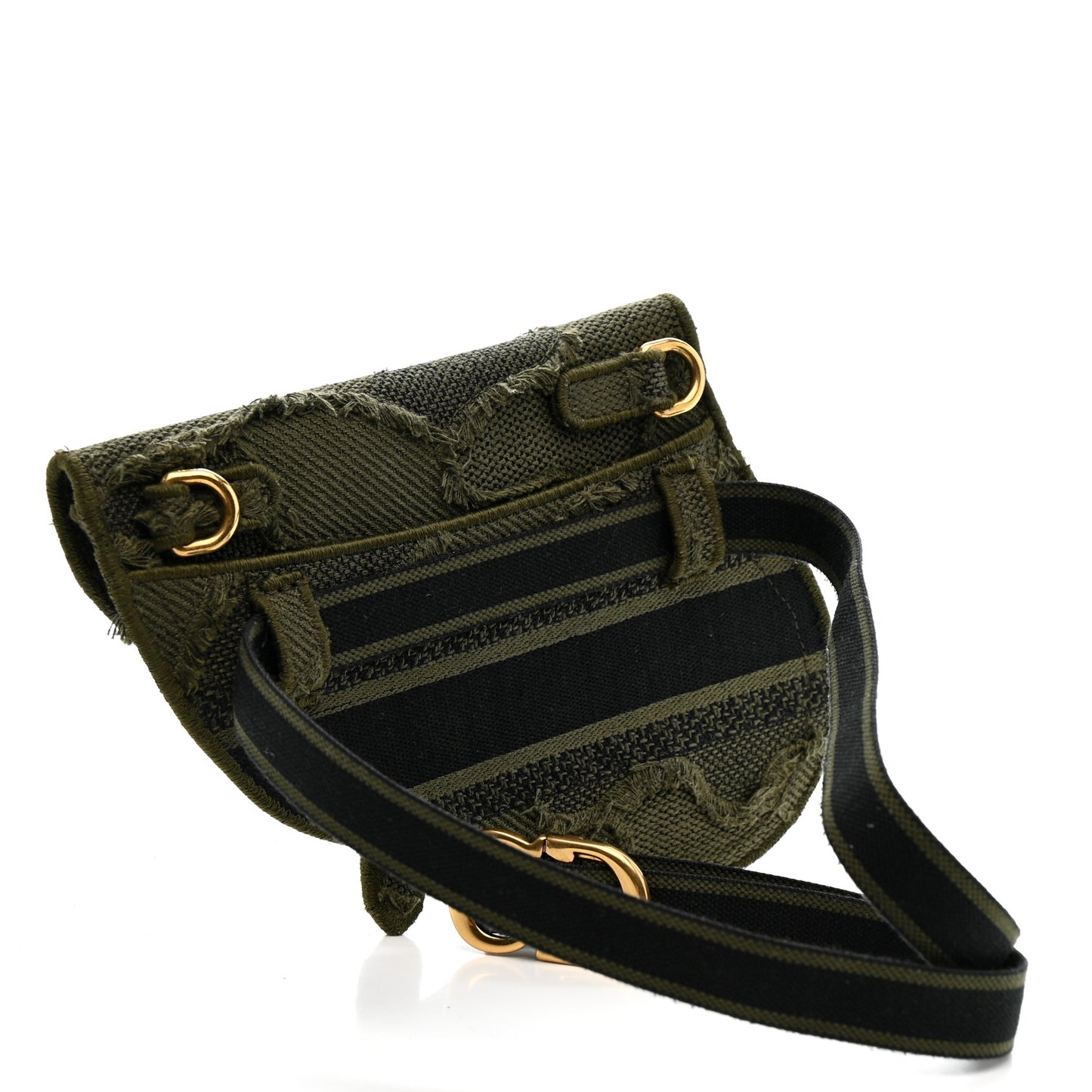 Canvas Embroidered Camouflage Saddle Belt Bag Green
