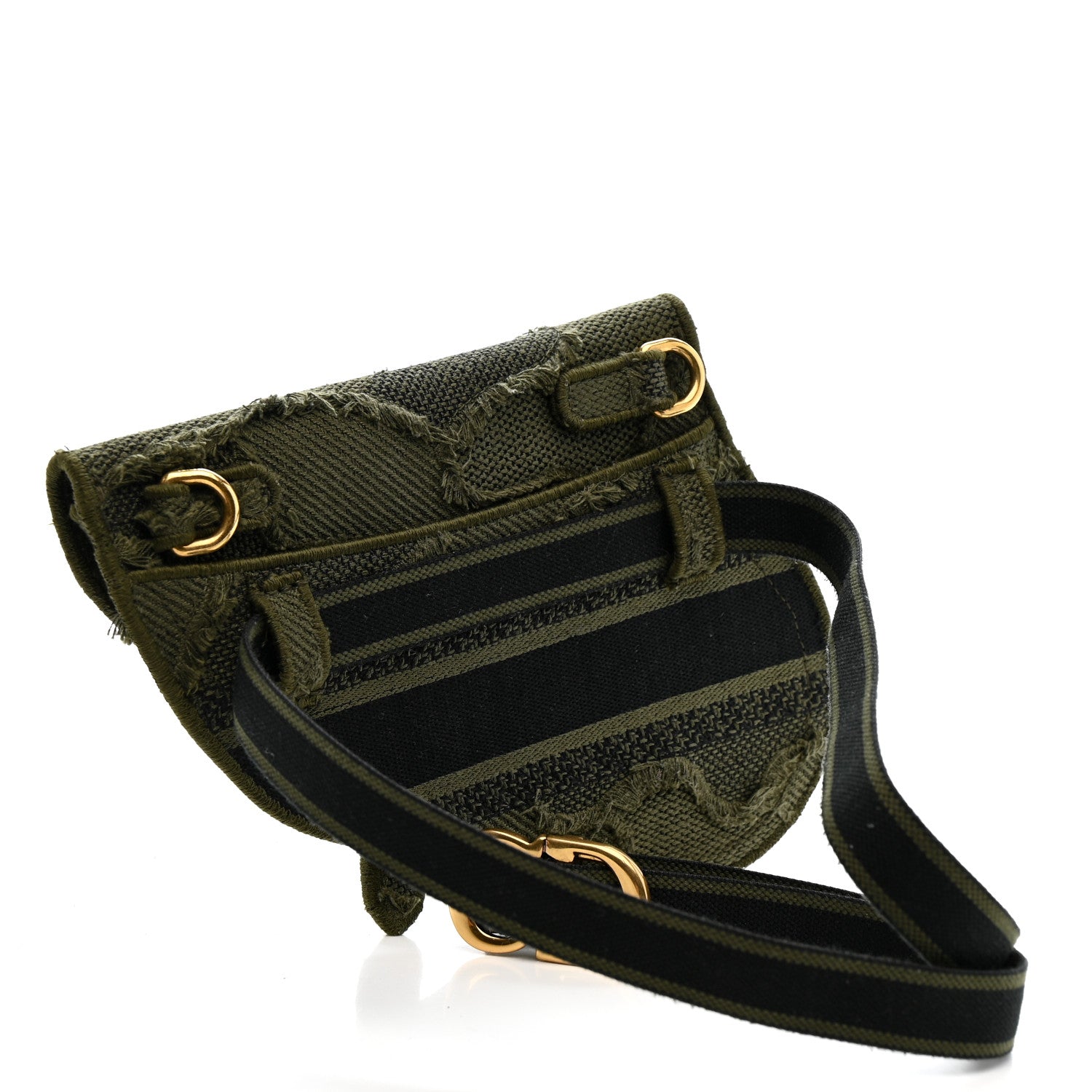 Christian Dior Canvas Embroidered Camouflage Saddle Belt Bag Green 3 of 10