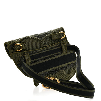 Christian Dior Canvas Embroidered Camouflage Saddle Belt Bag Green 3 of 10