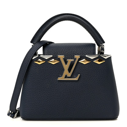 Louis Vuitton Taurillon Embellished Malletage Crown Mini Capucines Navy 1 of 9