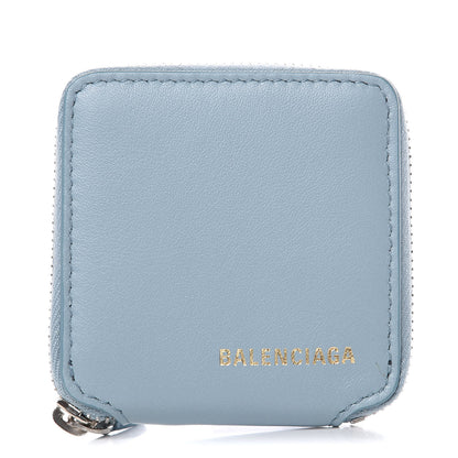 Balenciaga Calfskin Logo Zip Coin Purse Bleu 1 of 7