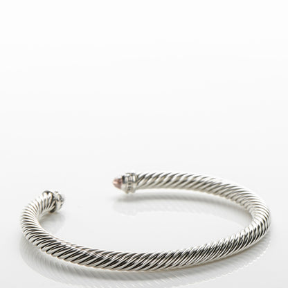 David Yurman Sterling Silver Diamond Morganite 5mm Cable Classics Bracelet 3 of 4