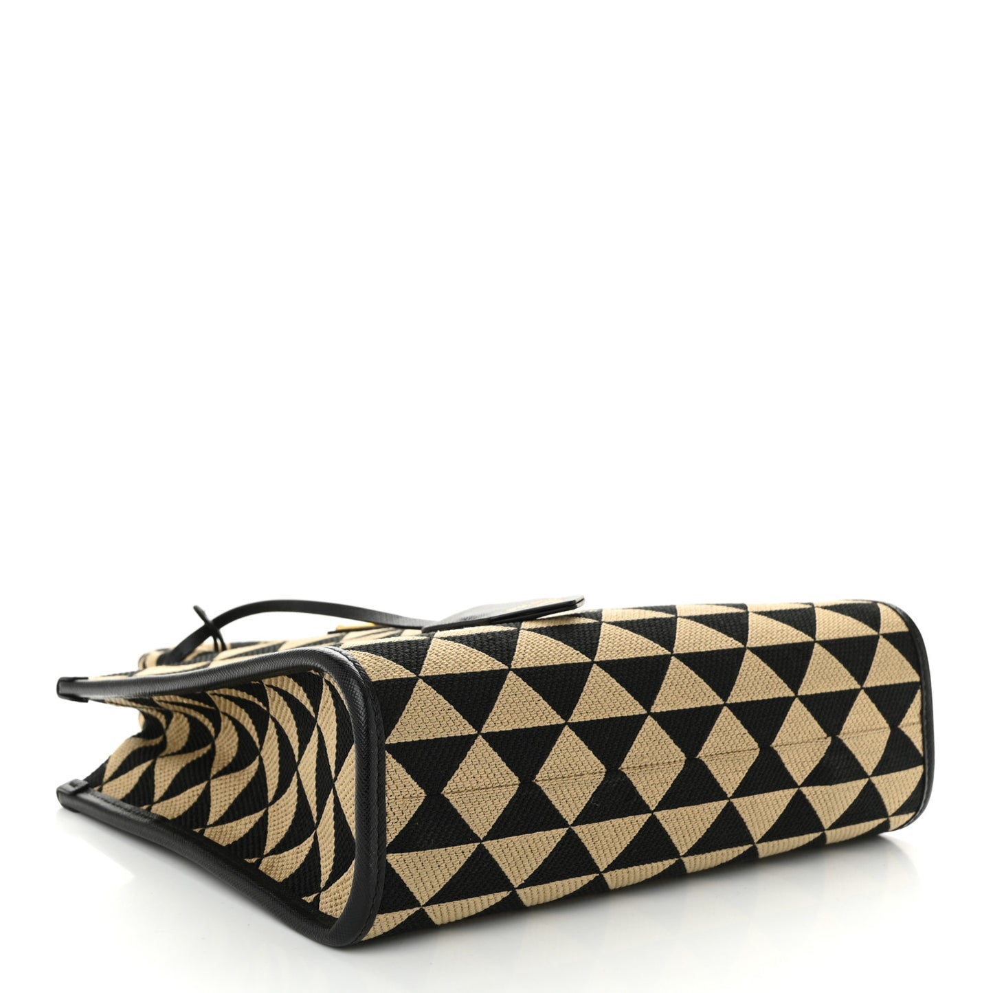 Jacquard Saffiano Triangolo Symbole Embroidered Small Tote Black Corda
