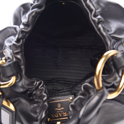 Prada Soft Calfskin Pleated Hobo Black 5 of 11