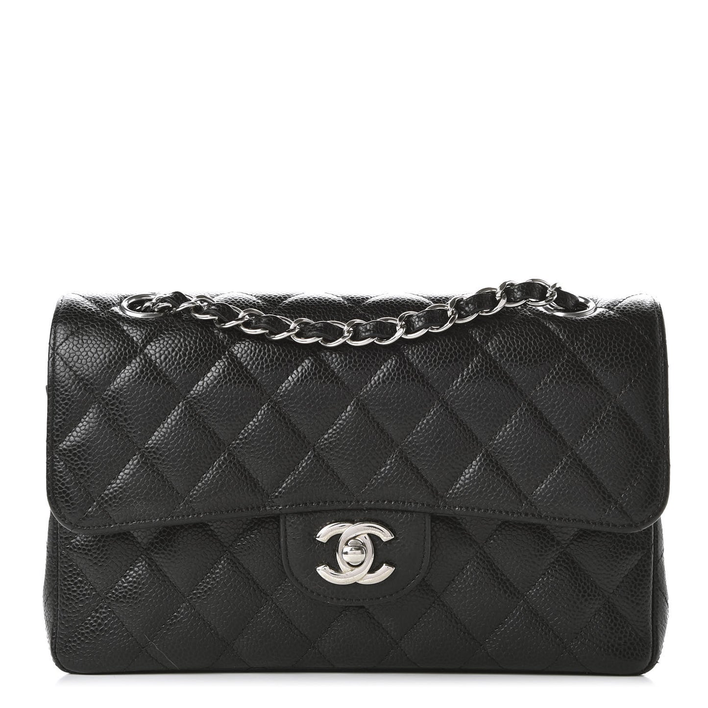 Caviar Quilted Small Double Flap Black