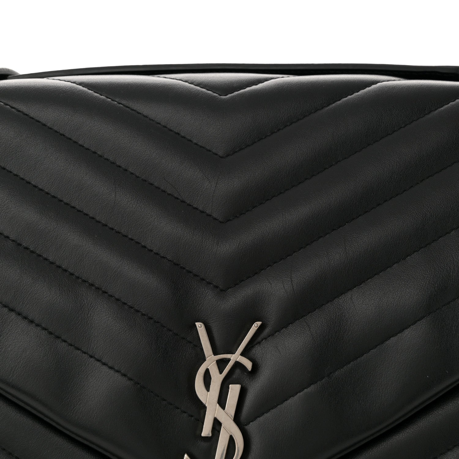 Saint Laurent Calfskin Y Quilted Monogram Large Loulou Chain Satchel Black 8 of 11