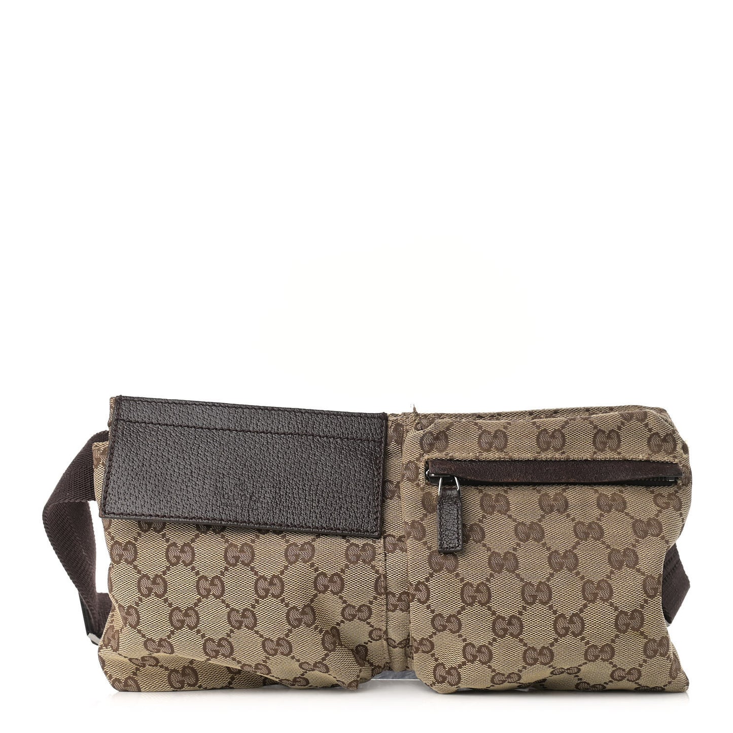 GG Monogram Double Pocket Belt Bag Dark Brown