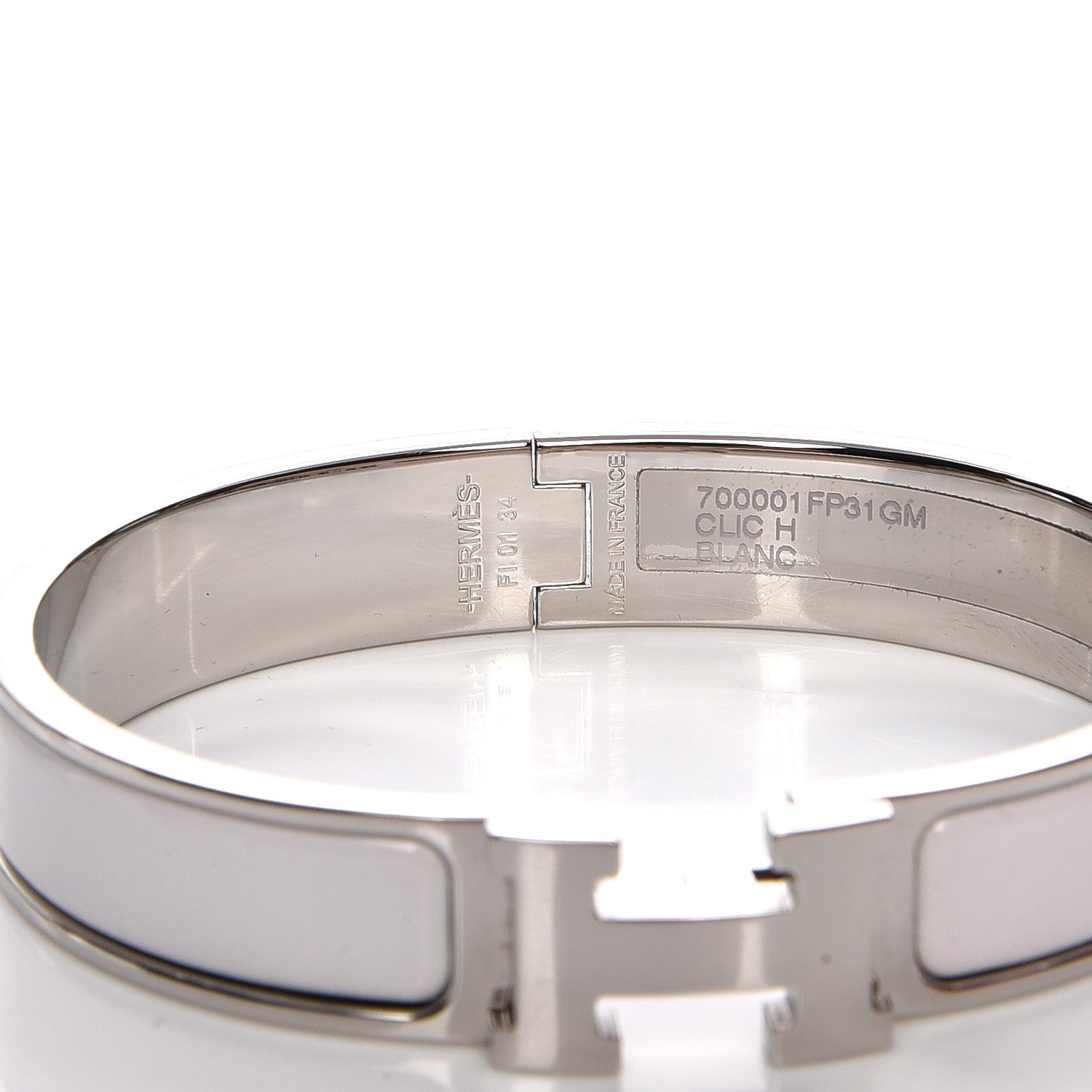 Hermes Enamel Narrow Clic Clac H Bracelet GM White 6 of 8