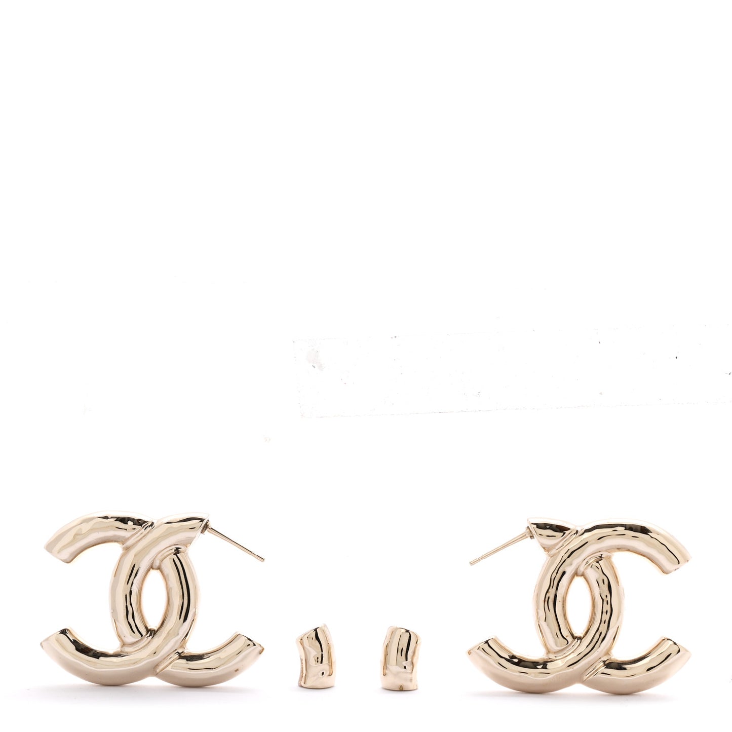 Metal Large CC Earrings Light Gold