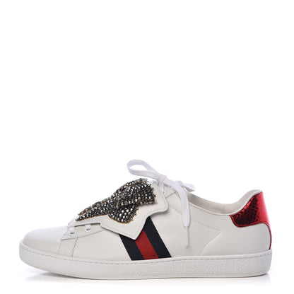 Gucci Calfskin Ayers Web Womens Ace Bow Lace Sneakers 40.5 White 1 of 15