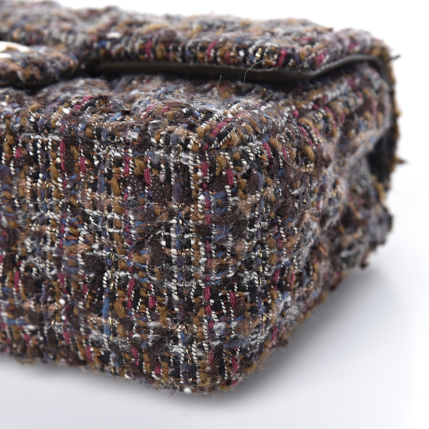 Tweed Quilted Mini Rectangular Flap Beige