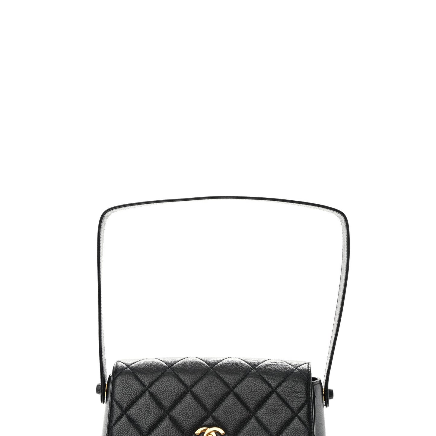 Caviar Quilted Flap Shoulder Bag Black Black