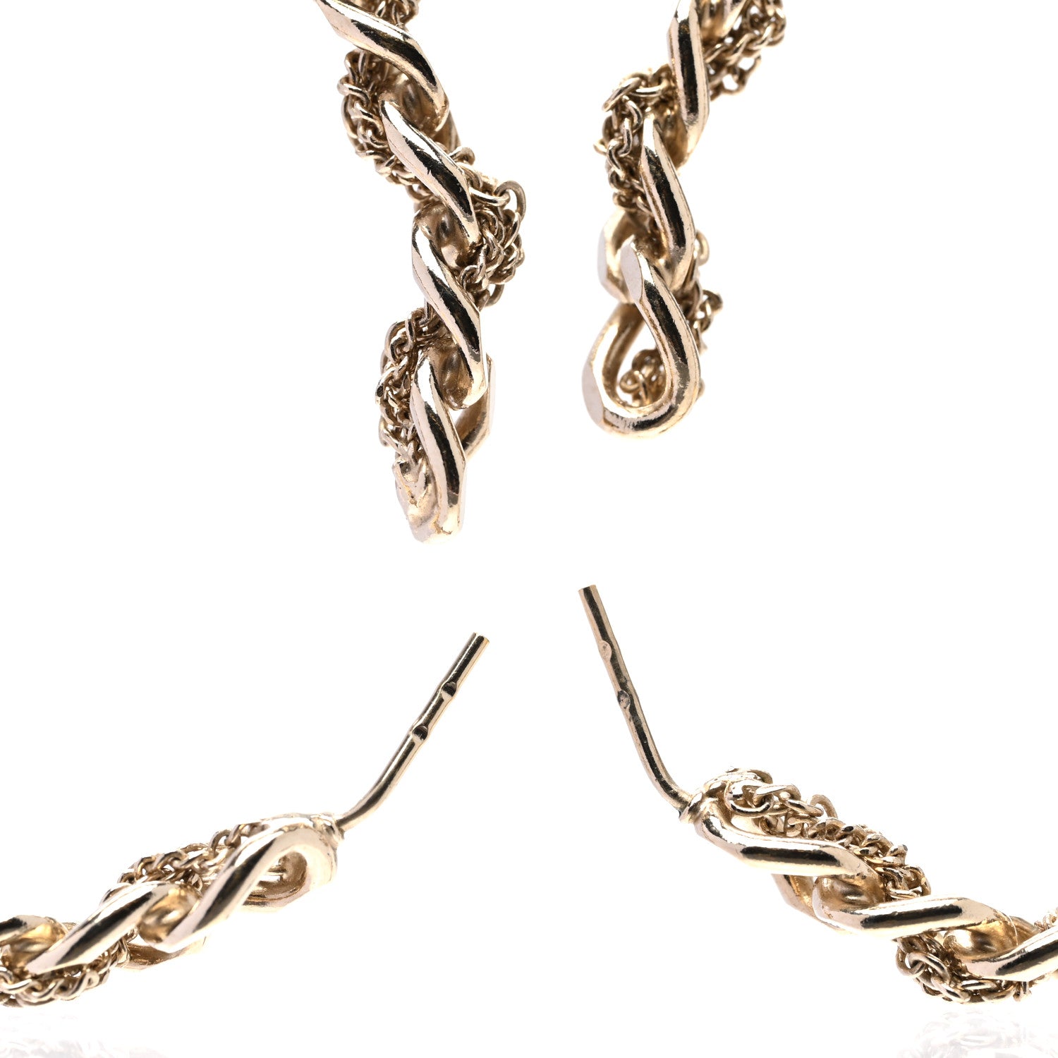 Chanel Metal CC Turnlock Chain Hoop Earrings Gold 4 of 4