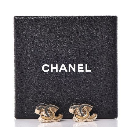 Chanel Glitter Enamel CC Earrings Gold 4 of 4