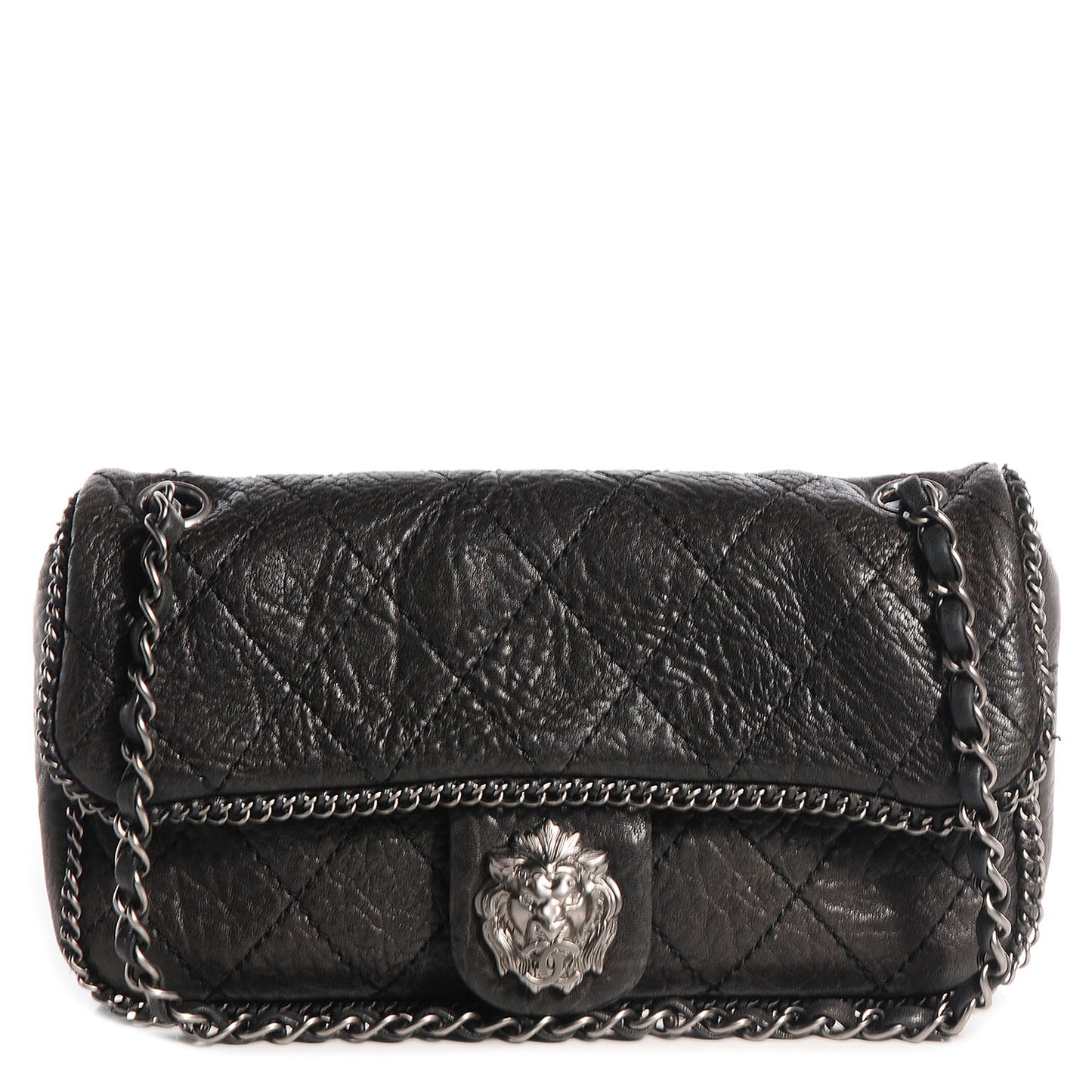 Leather Leo Lion Medium Flap Black