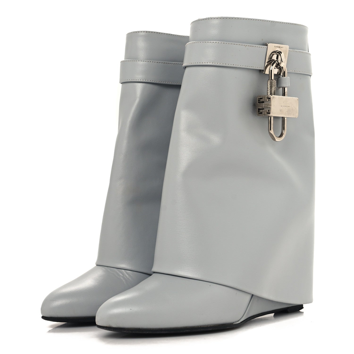 Givenchy Calfskin Shark Lock Ankle Boots 36 Light Grey 4 of 9