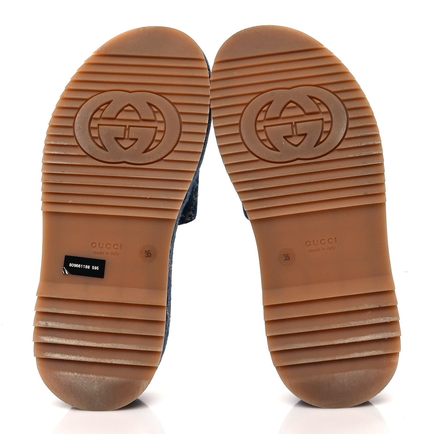 Gucci New Denim GG Monogram Angelina Platform 55mm Slide Sandals 35 Blue Tea 5 of 8