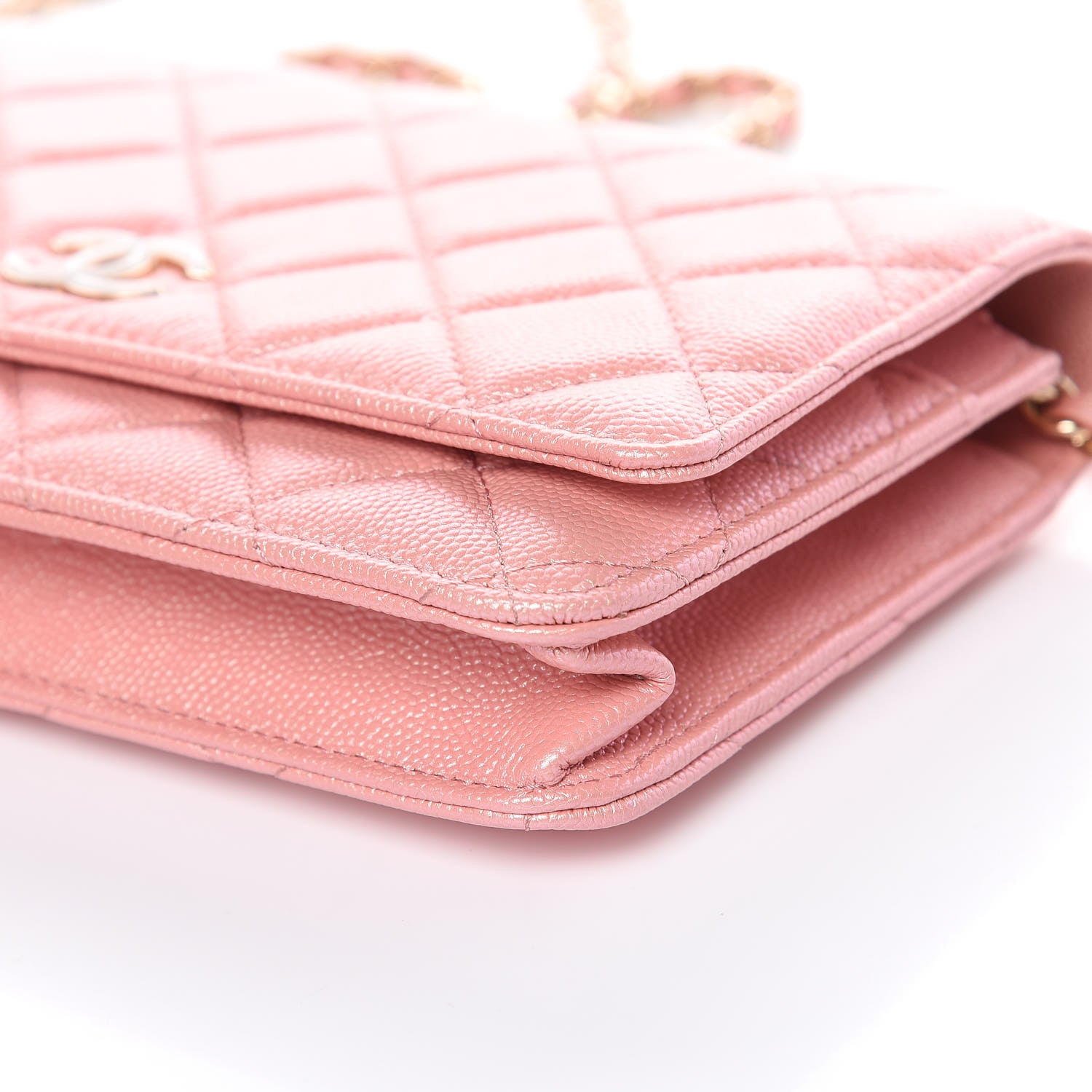 Chanel Iridescent Caviar Quilted Wallet on Chain WOC Pink 11 of 12