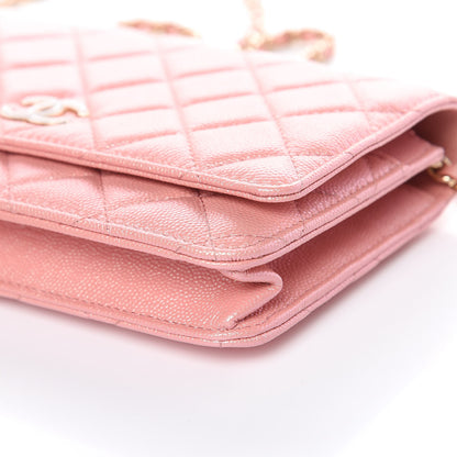 Chanel Iridescent Caviar Quilted Wallet on Chain WOC Pink 11 of 12
