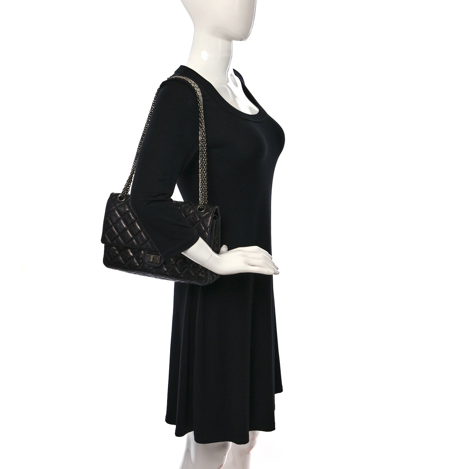 Chanel Metallic Aged Calfskin Quilted 2.55 Reissue 226 Flap Black 2 of 9