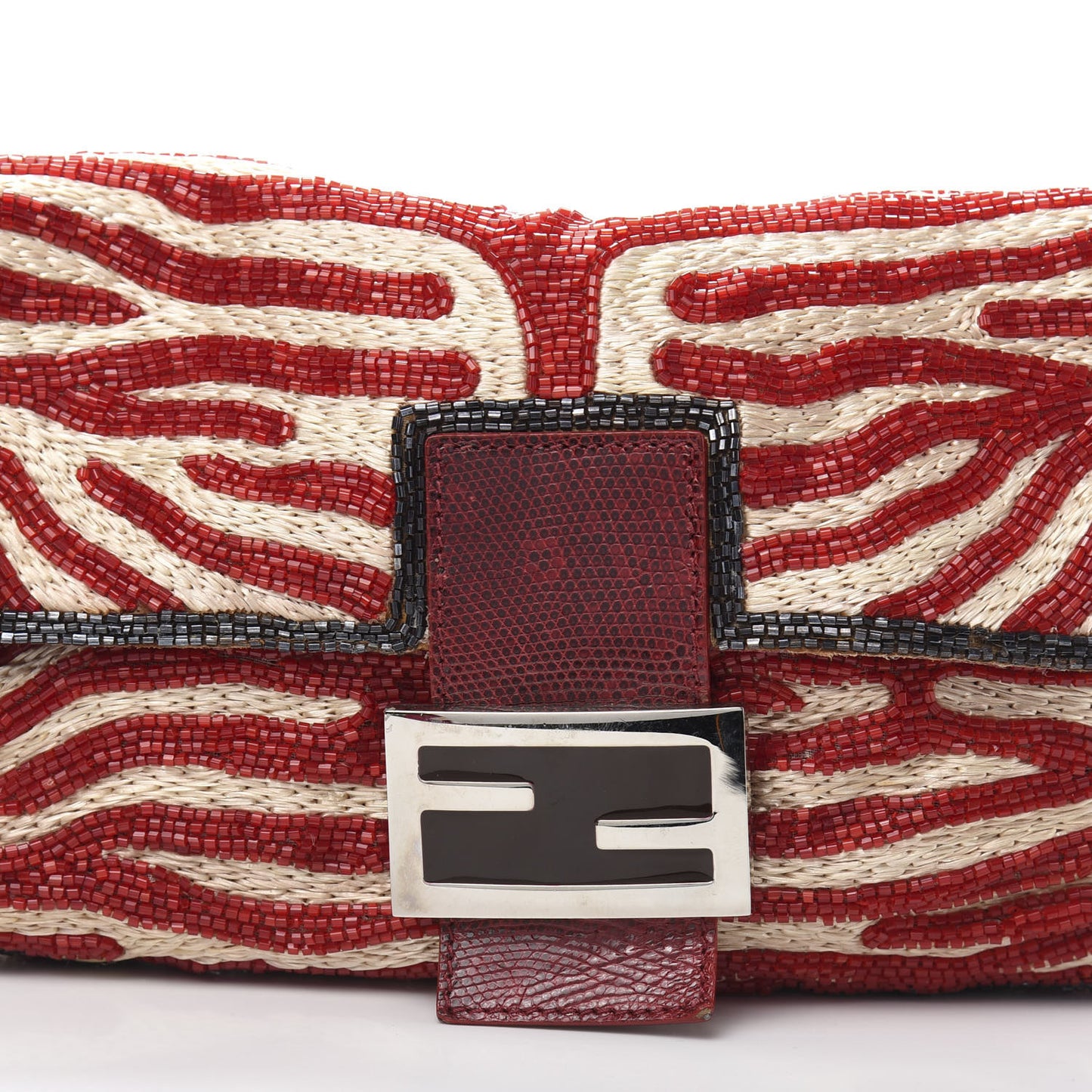 Lizard Beaded Baguette Red