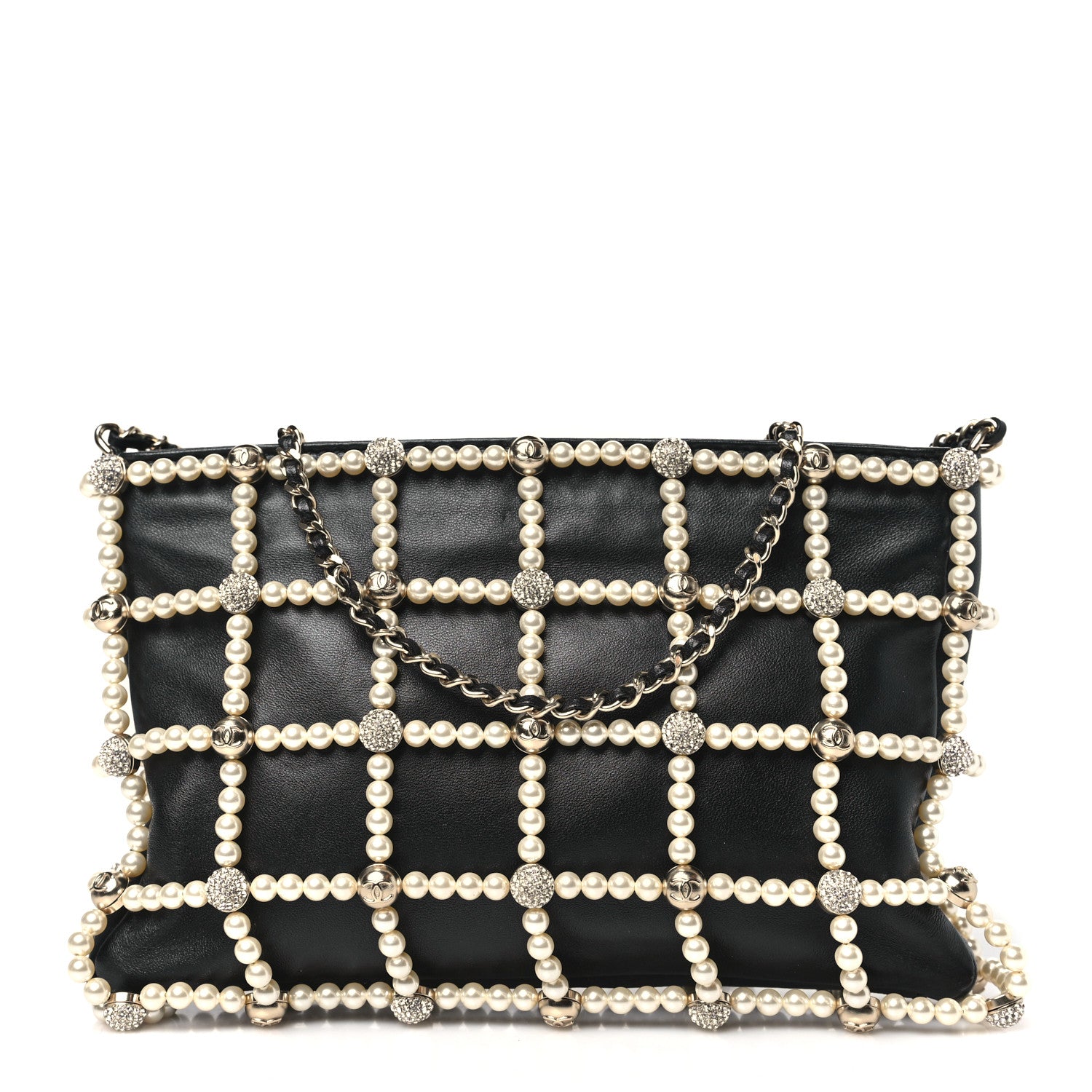 Chanel Lambskin Pearl Frame Shoulder Bag Black 1 of 10