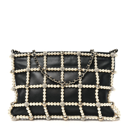 Chanel Lambskin Pearl Frame Shoulder Bag Black 1 of 10