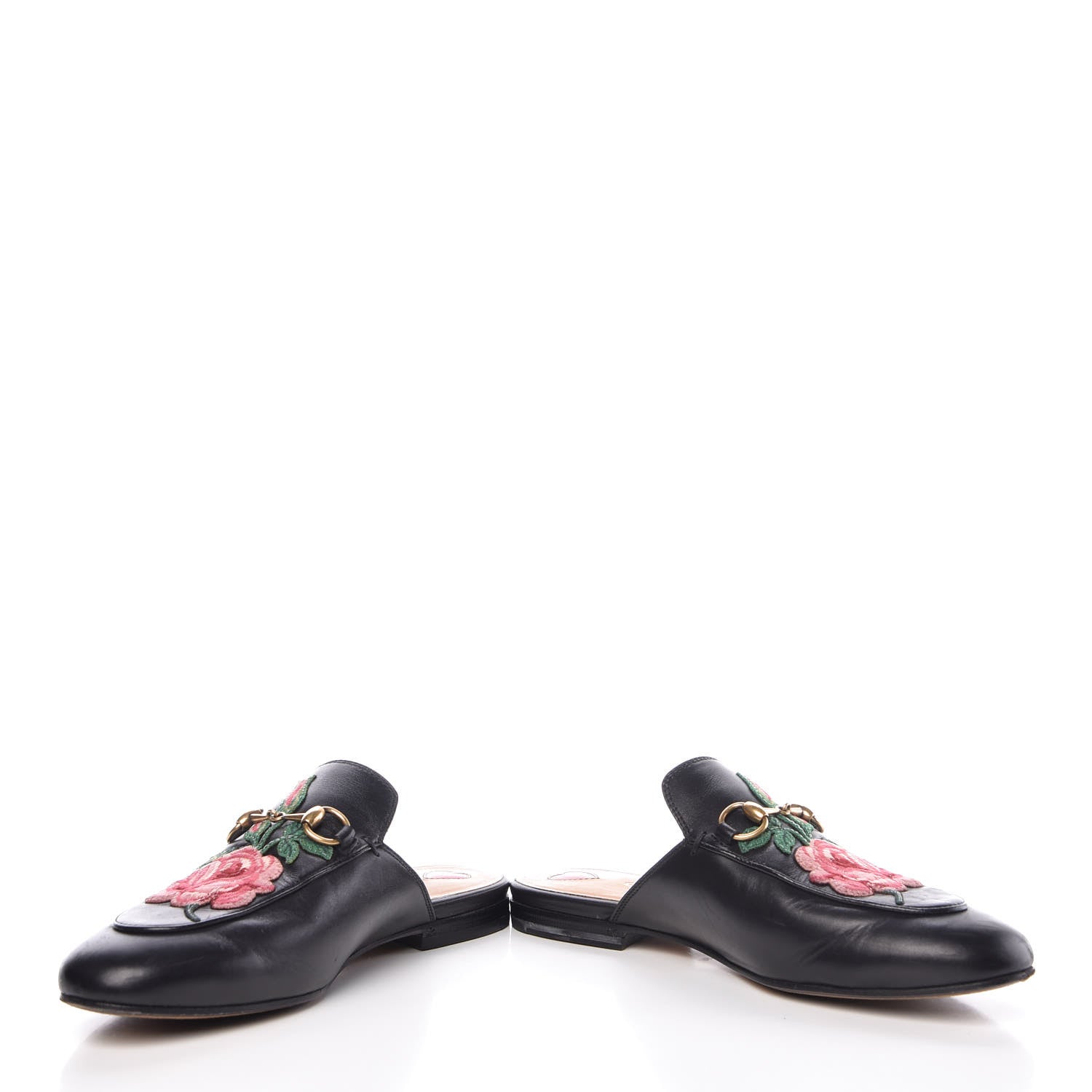 Gucci Calfskin Flower Embroidered Princetown Slippers 36 Black 5 of 18