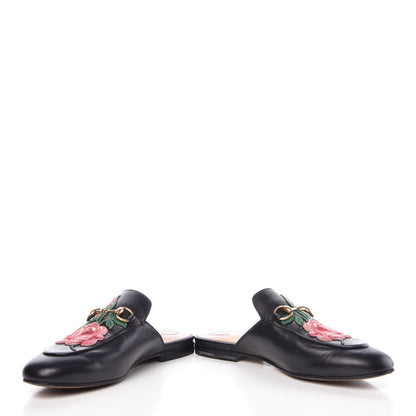 Gucci Calfskin Flower Embroidered Princetown Slippers 36 Black 5 of 18