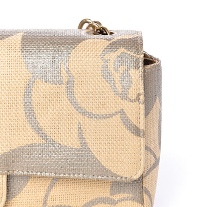 Chanel Woven Straw Camellia Print Medium Single Flap 12 of 12